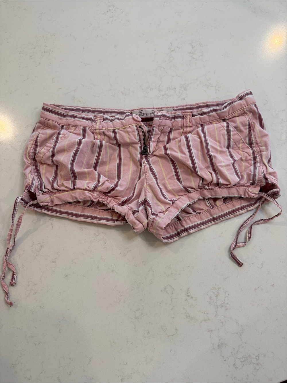 Hollister & Co Striped Pink Drawstring Women’s Shorts